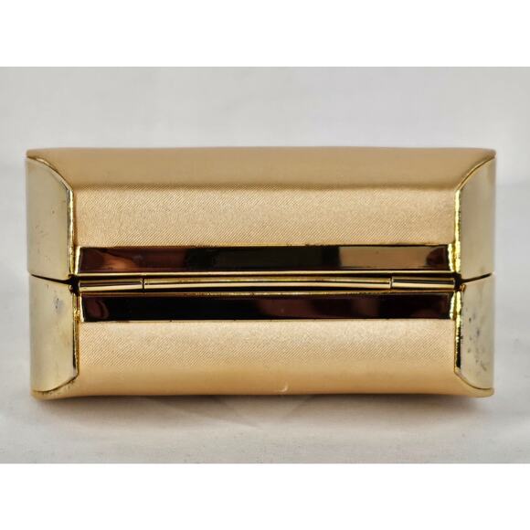 JESSICA MCCLINTOCK VINTAGE BLACK SATIN EVENING BAG 4"H x 5"L x 3"W 22" CHAIN - Picture 9 of 15